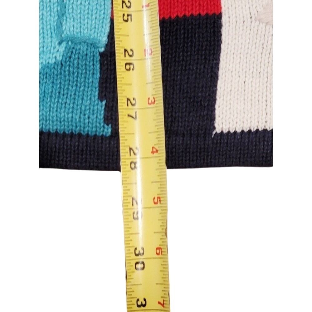 Vintage 90's USA Travel Sweater, Novelty Cardigan, 1X Blue Red Quacker Factory - Picture 6 of 11